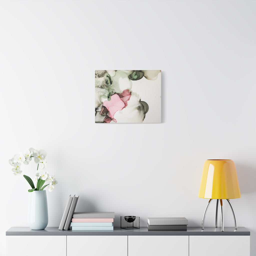 Abstract Pink & Sage Alcohol Ink Canvas Print — Modern Wall Art