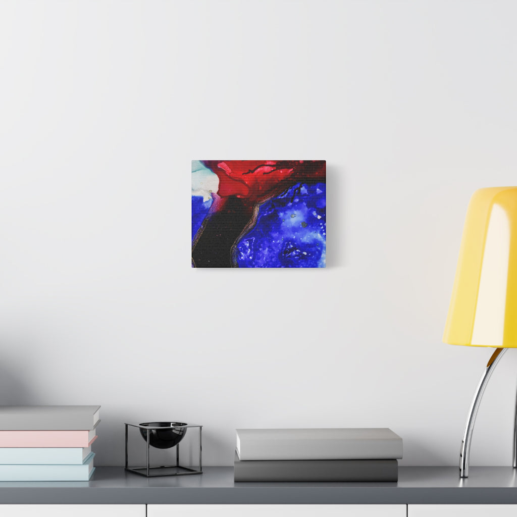 Abstract Geode Resin Art Canvas – Blue & Red Fluid Wall Art (Matte Stretched)