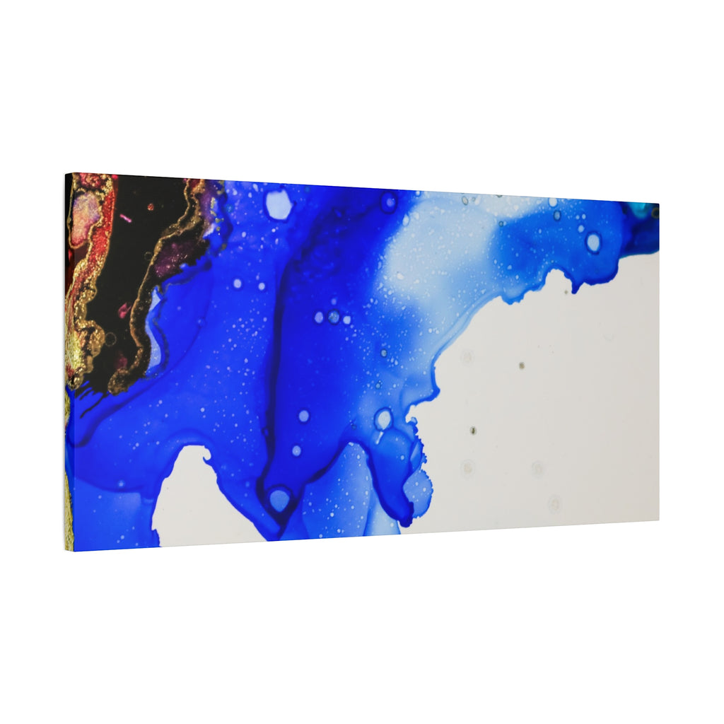 Abstract Blue Ink Art Canvas Print — Oceanic Fluid Painting