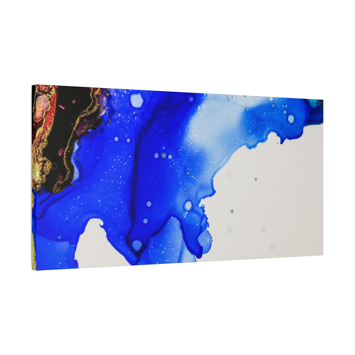 Abstract Blue Ink Art Canvas Print — Oceanic Fluid Painting