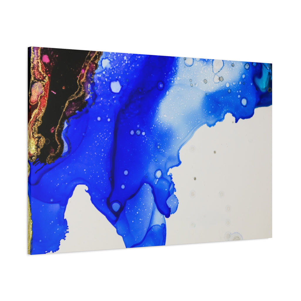 Abstract Blue Ink Art Canvas Print — Oceanic Fluid Painting