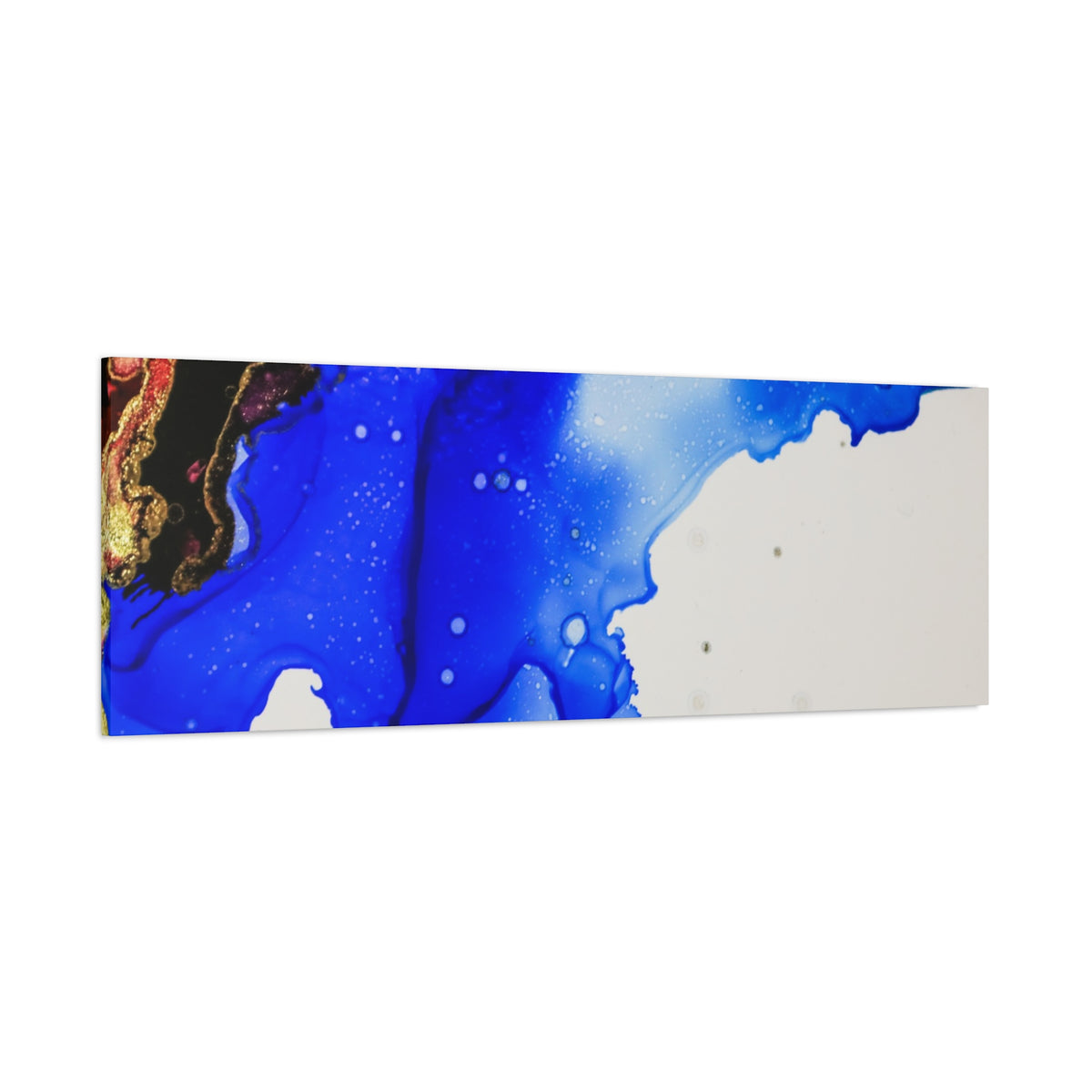 Abstract Blue Ink Art Canvas Print — Oceanic Fluid Painting