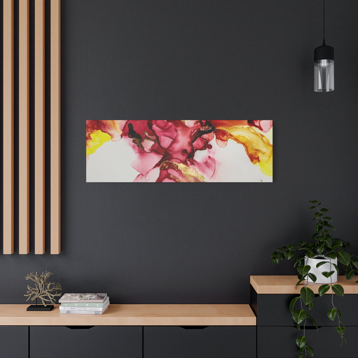 Abstract Pink & Gold Alcohol Ink Art Canvas Print — Matte Stretched Wall Art