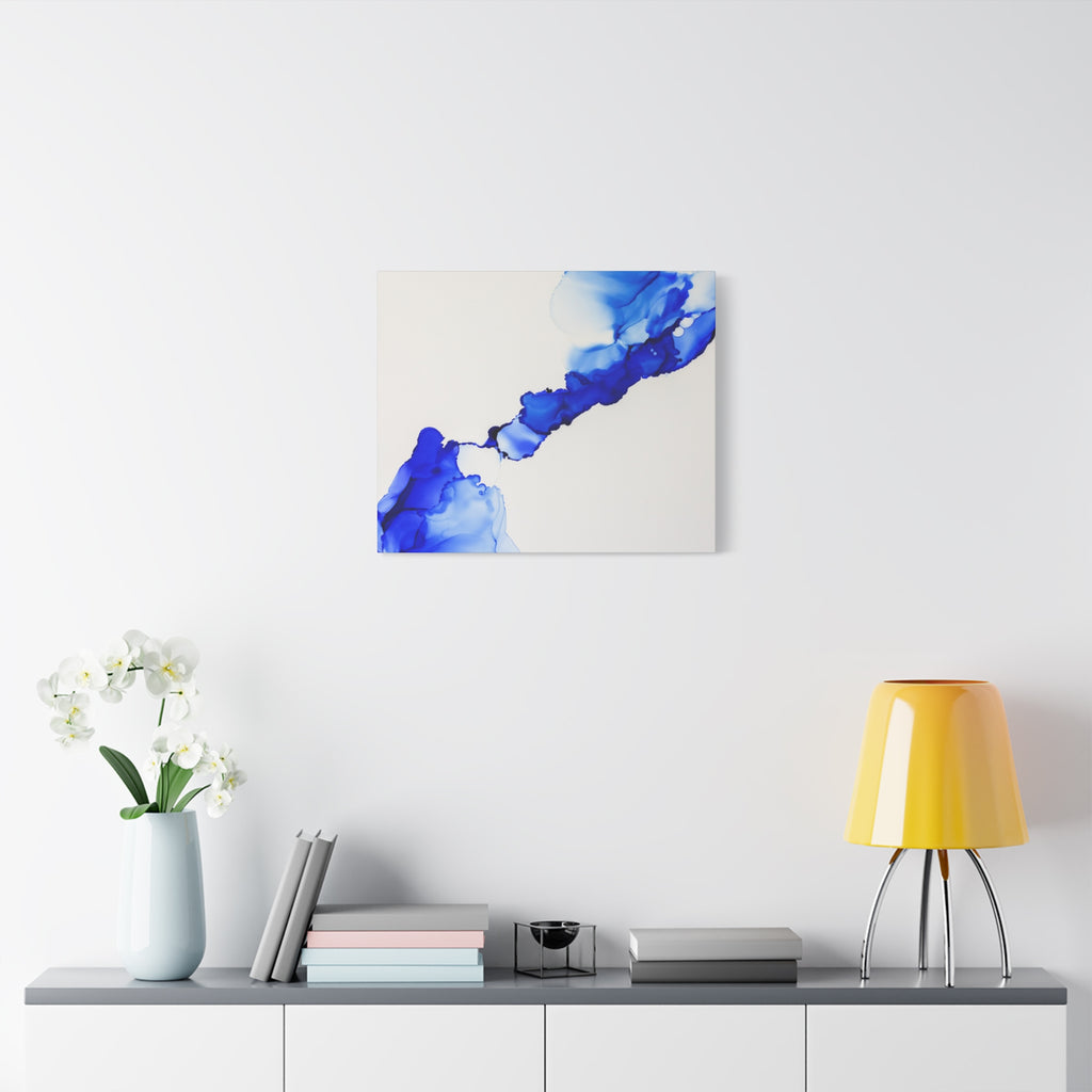 Blue Ink Abstract Matte Canvas Print — Stretched 1.25\"