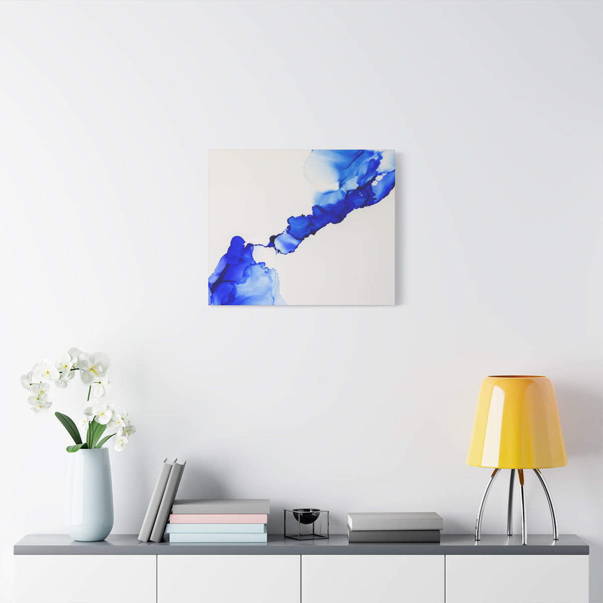 Blue Ink Abstract Matte Canvas Print — Stretched 1.25\"