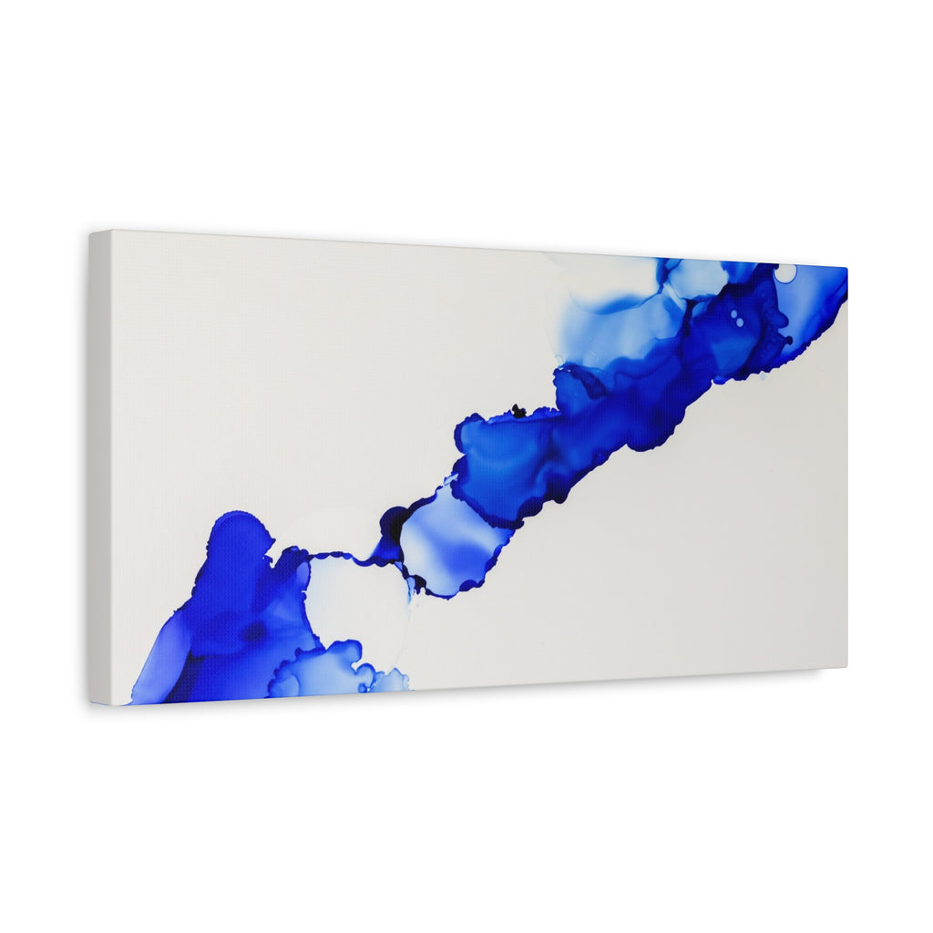 Blue Ink Abstract Matte Canvas Print — Stretched 1.25\"