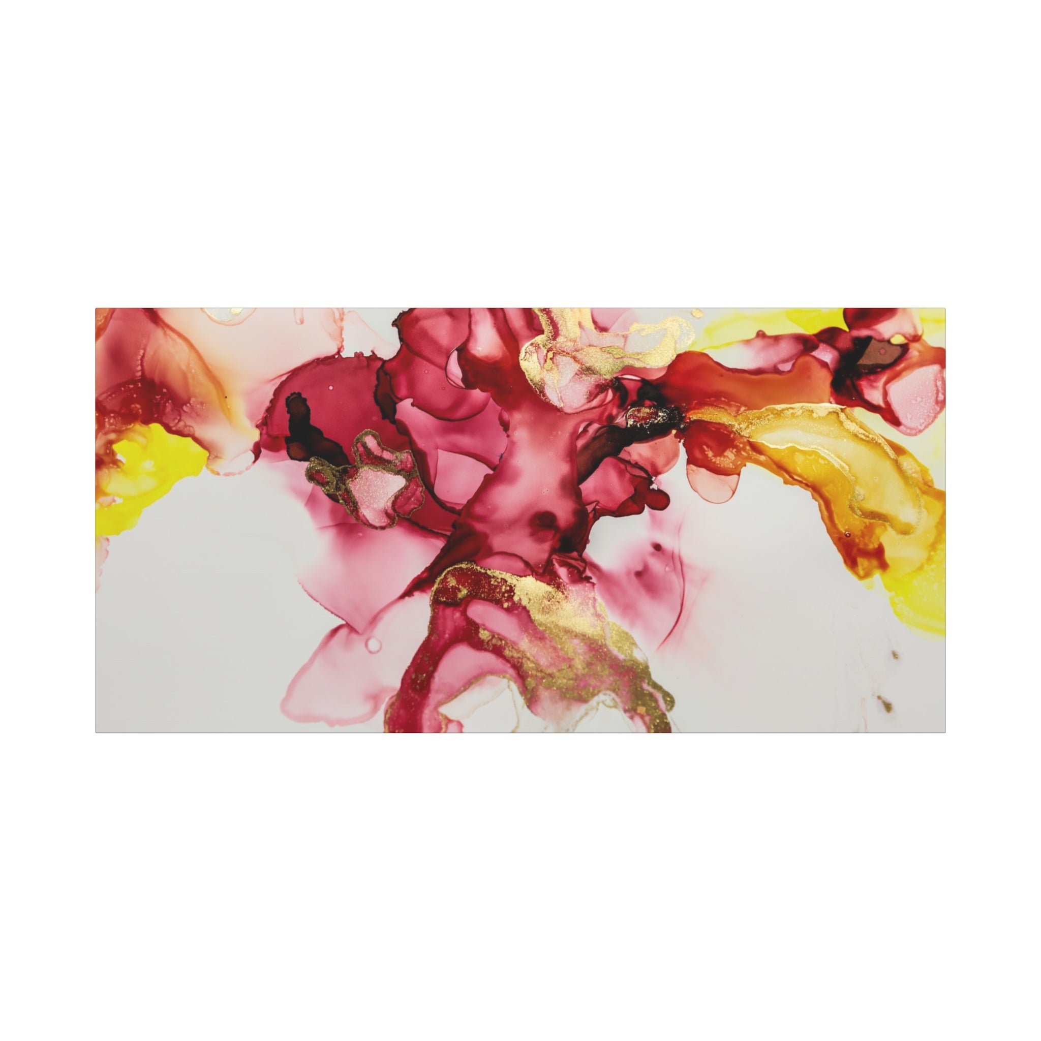 Abstract Pink & Gold Alcohol Ink Art Canvas Print — Matte Stretched Wall Art