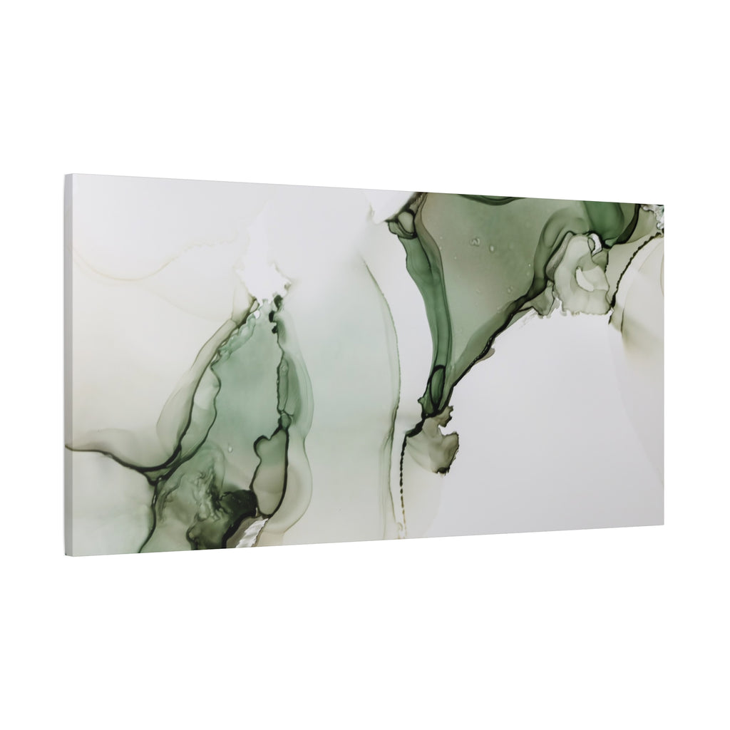 Green Ink Abstract Matte Canvas Print — Stretched 1.25" Wall Art
