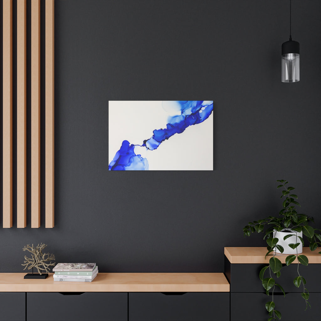 Blue Ink Abstract Matte Canvas Print — Stretched 1.25\"