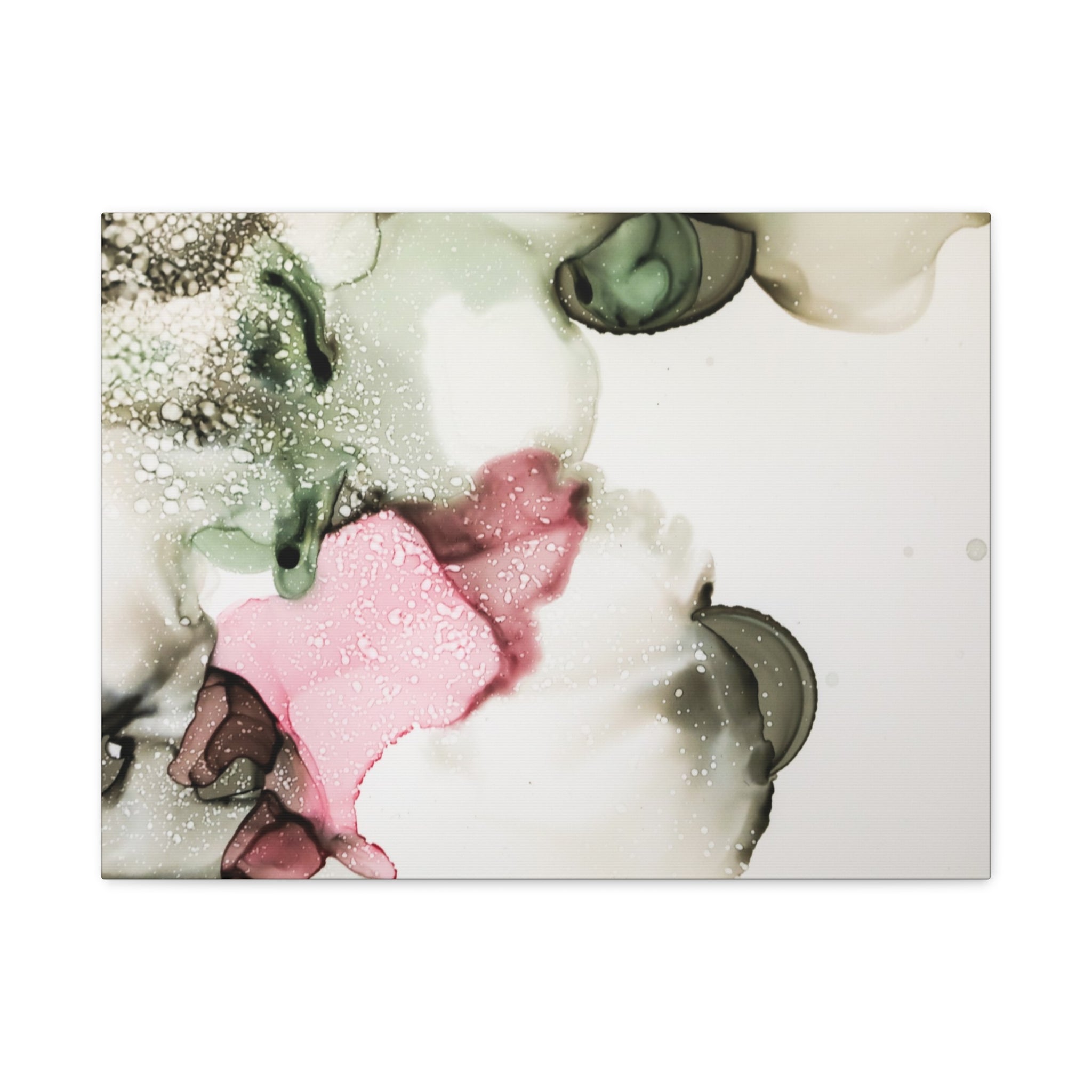 Abstract Pink & Sage Alcohol Ink Canvas Print — Modern Wall Art