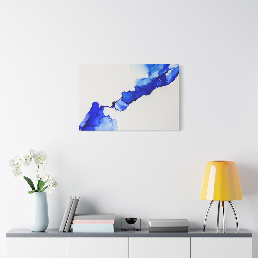 Blue Ink Abstract Matte Canvas Print — Stretched 1.25\"