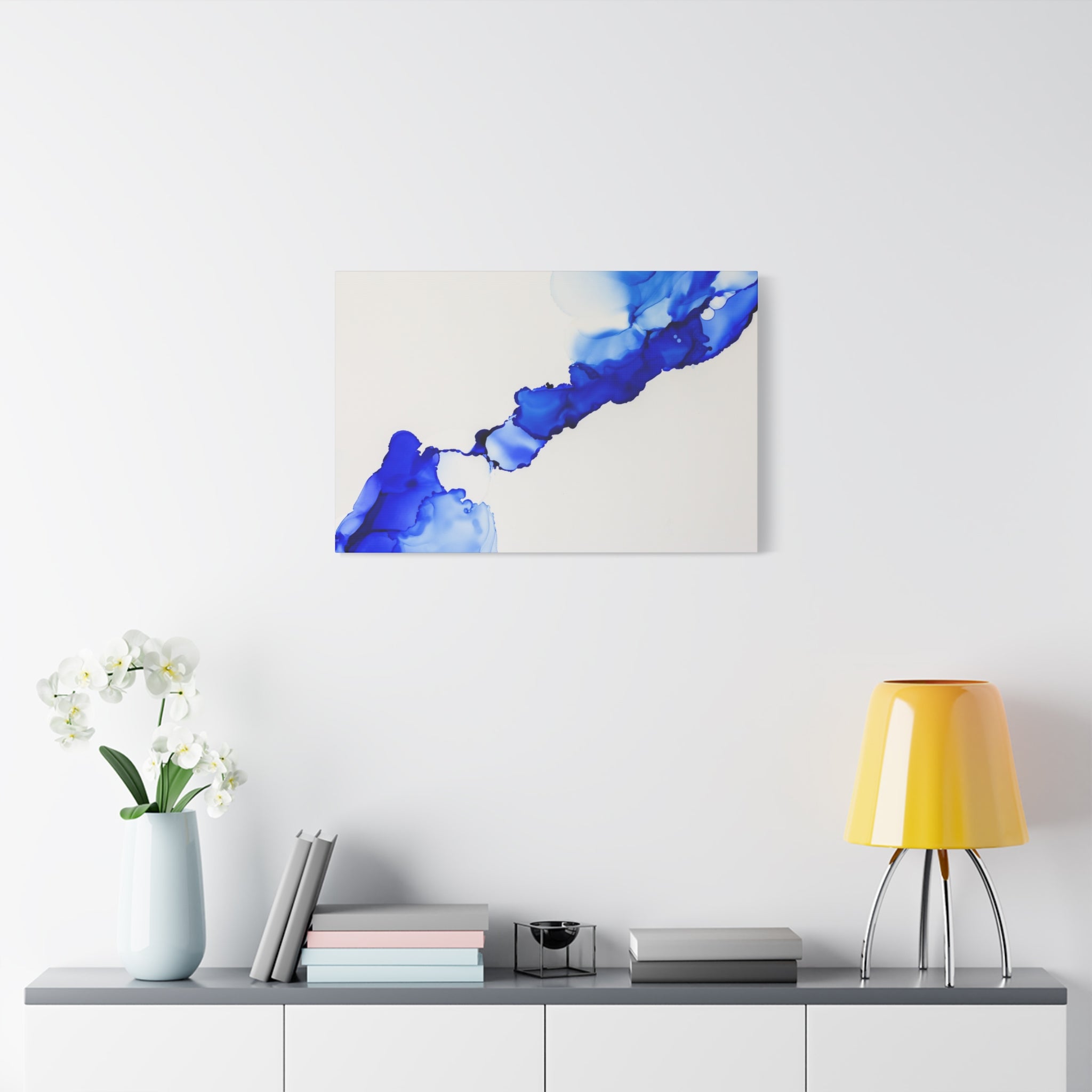 Blue Ink Abstract Matte Canvas Print — Stretched 1.25\"