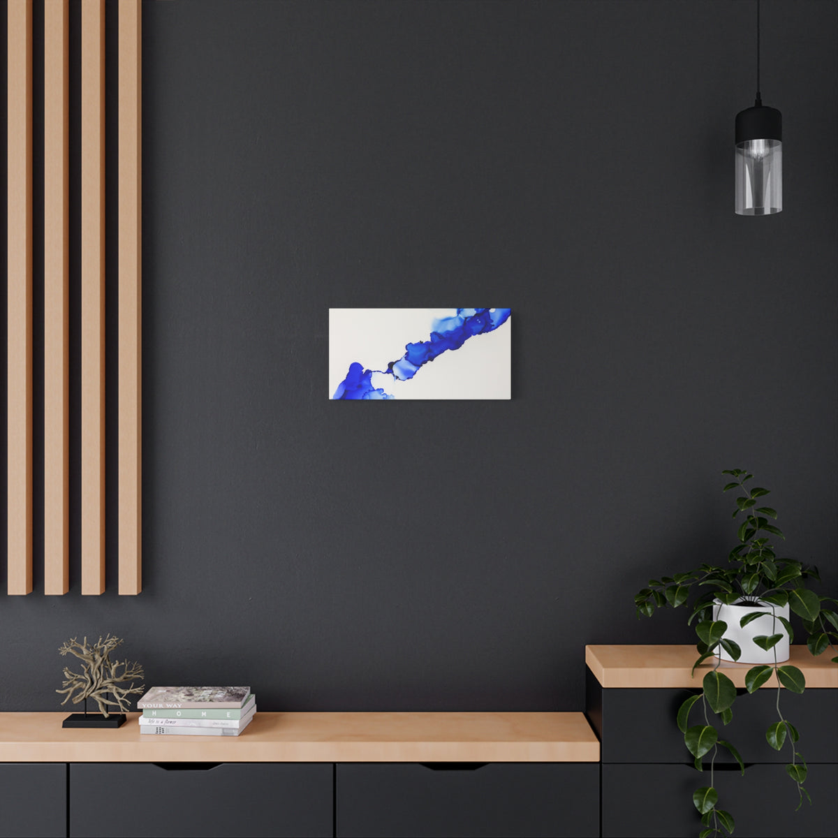 Blue Ink Abstract Matte Canvas Print — Stretched 1.25\"