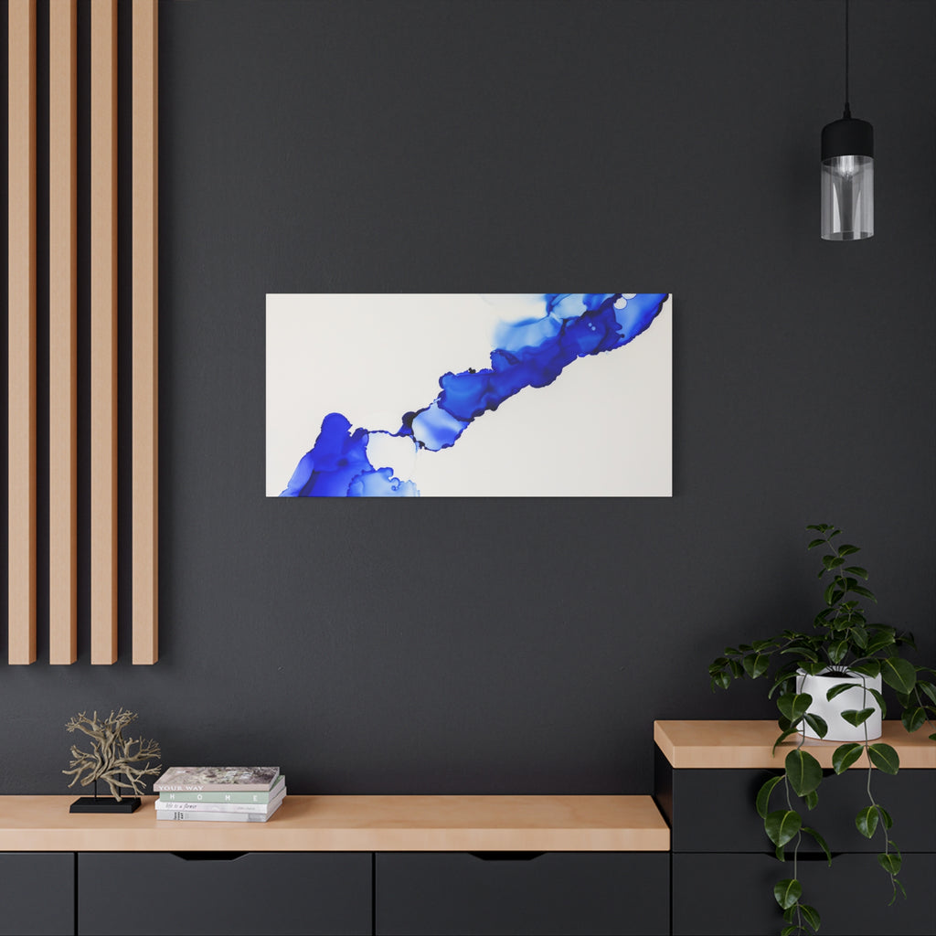 Blue Ink Abstract Matte Canvas Print — Stretched 1.25\"