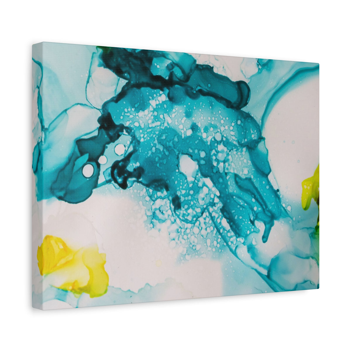 Teal & Yellow Abstract Fluid Art Canvas