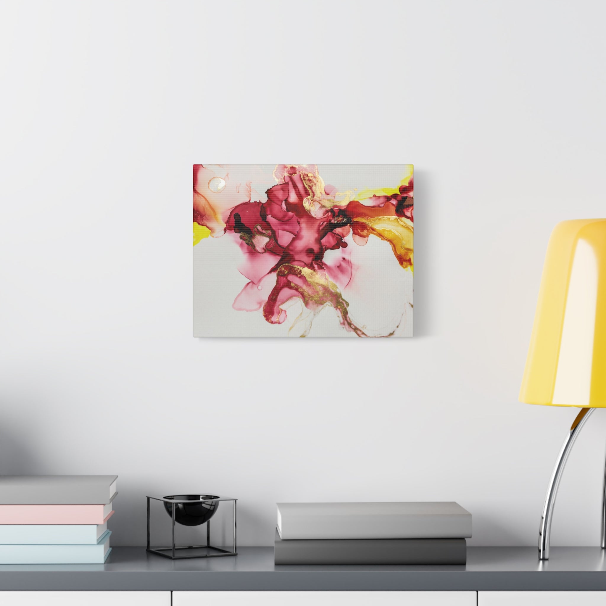 Abstract Pink & Gold Alcohol Ink Art Canvas Print — Matte Stretched Wall Art