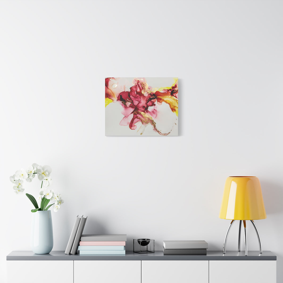 Abstract Pink & Gold Alcohol Ink Art Canvas Print — Matte Stretched Wall Art