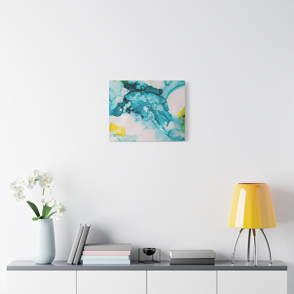 Teal & Yellow Abstract Fluid Art Canvas