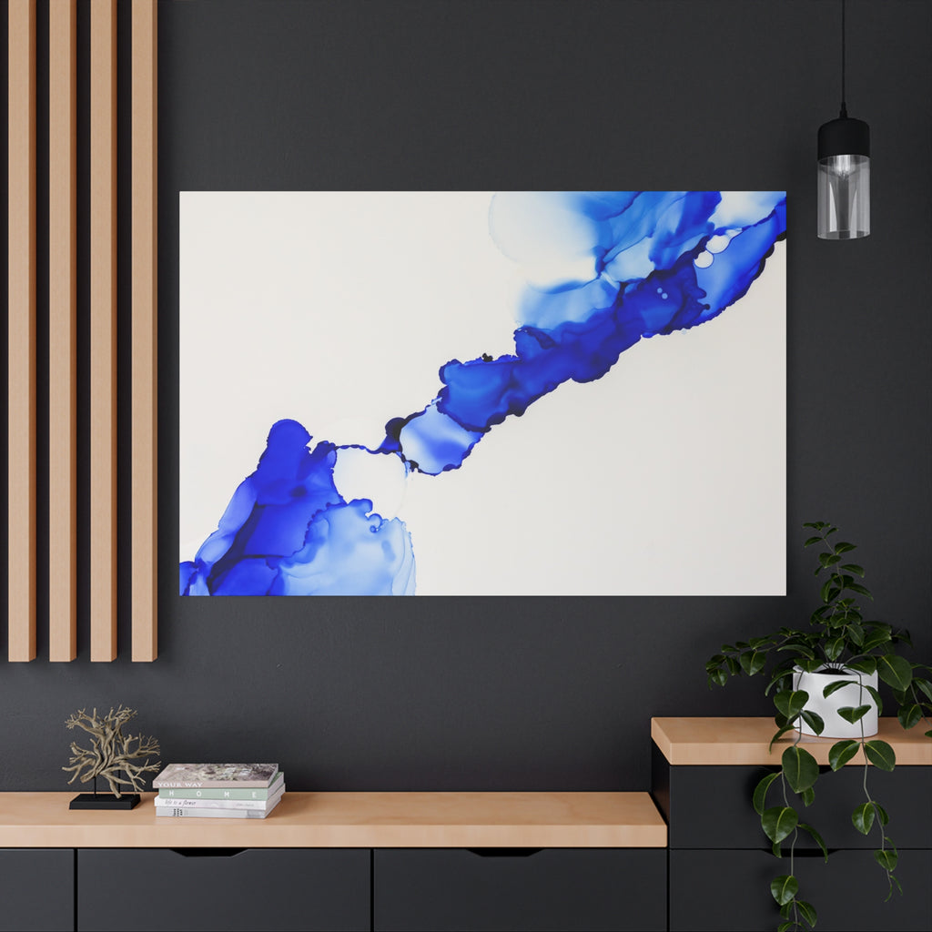 Blue Ink Abstract Matte Canvas Print — Stretched 1.25\"