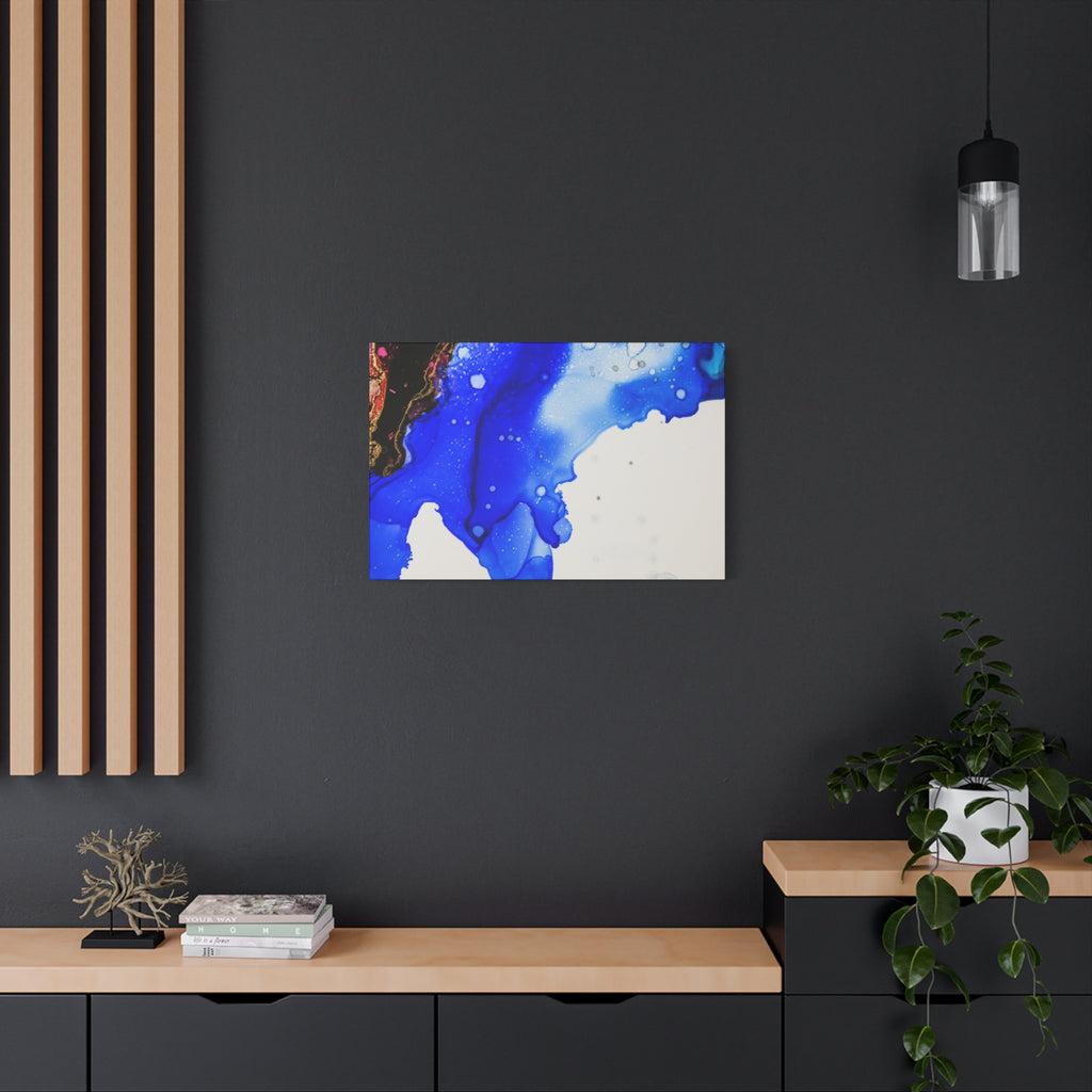 Abstract Blue Ink Art Canvas Print — Oceanic Fluid Painting