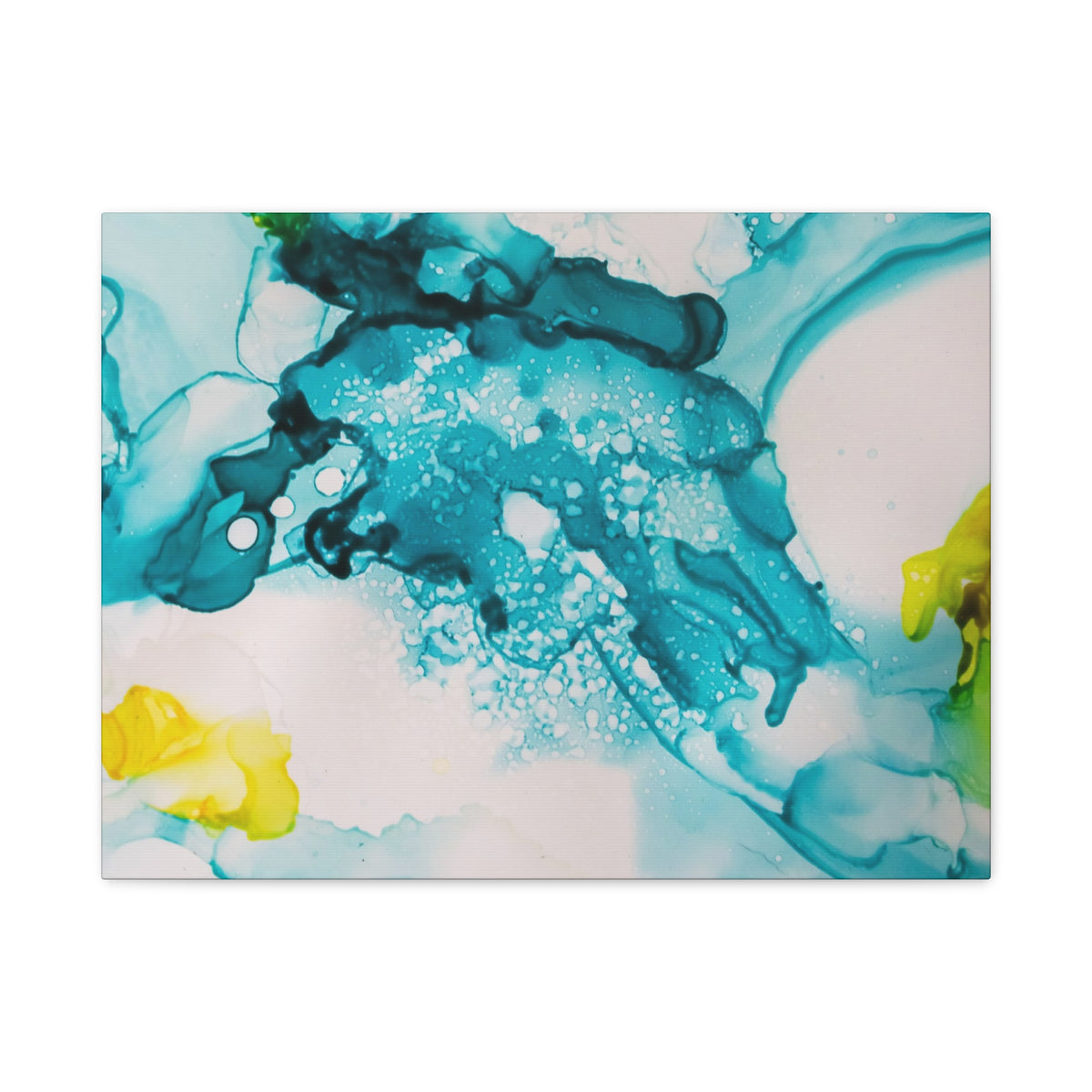 Teal & Yellow Abstract Fluid Art Canvas