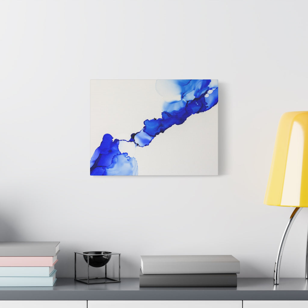 Blue Ink Abstract Matte Canvas Print — Stretched 1.25\"