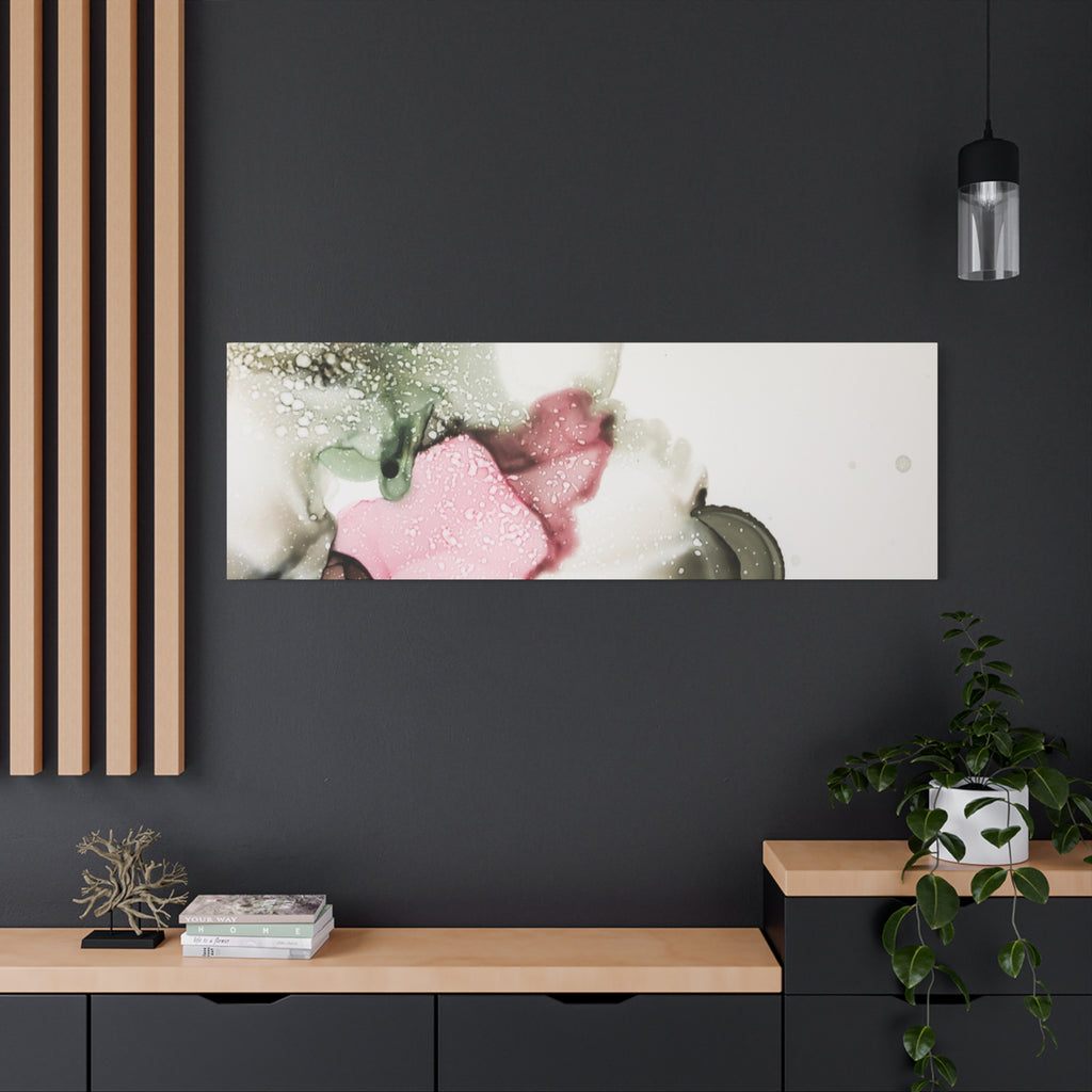Abstract Pink & Sage Alcohol Ink Canvas Print — Modern Wall Art