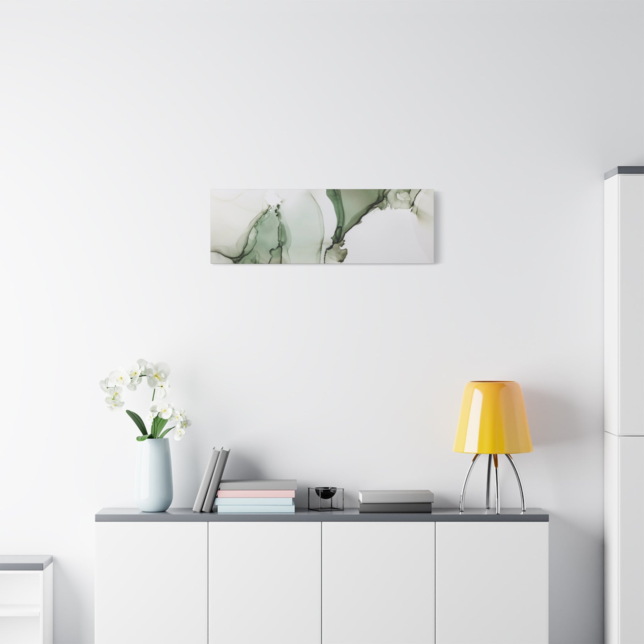 Green Ink Abstract Matte Canvas Print — Stretched 1.25" Wall Art