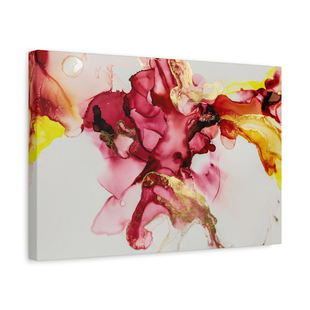 Abstract Pink & Gold Alcohol Ink Art Canvas Print — Matte Stretched Wall Art