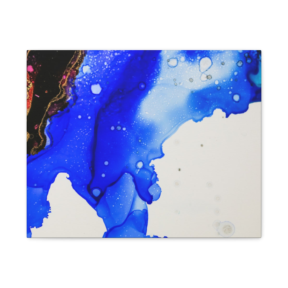 Abstract Blue Ink Art Canvas Print — Oceanic Fluid Painting