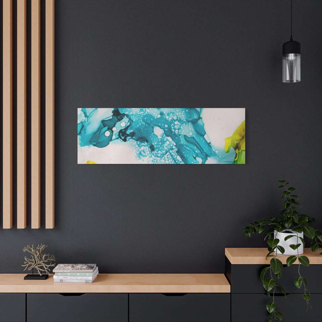 Teal & Yellow Abstract Fluid Art Canvas