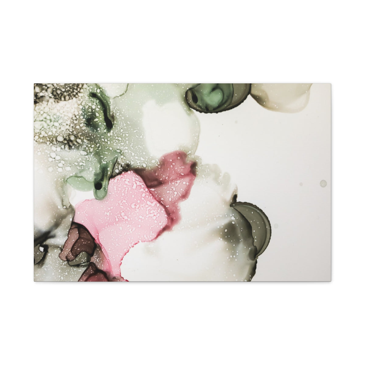 Abstract Pink & Sage Alcohol Ink Canvas Print — Modern Wall Art
