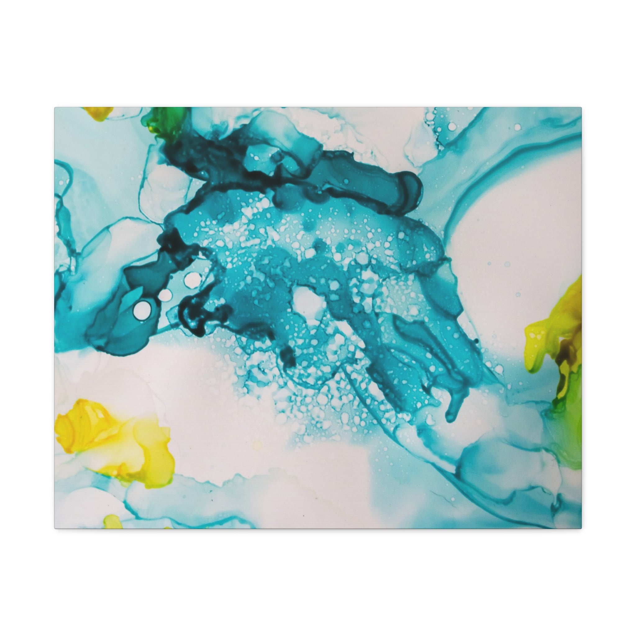 Teal & Yellow Abstract Fluid Art Canvas