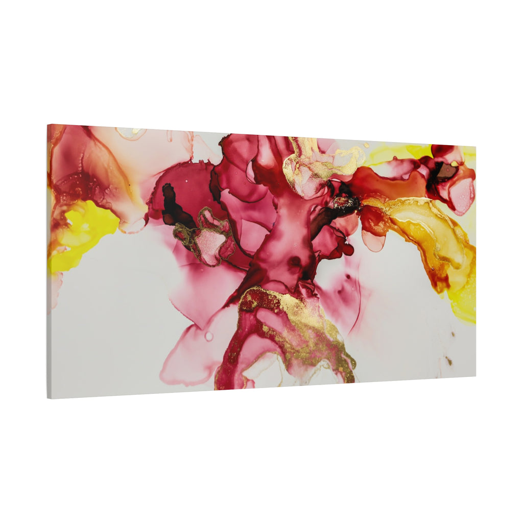 Abstract Pink & Gold Alcohol Ink Art Canvas Print — Matte Stretched Wall Art