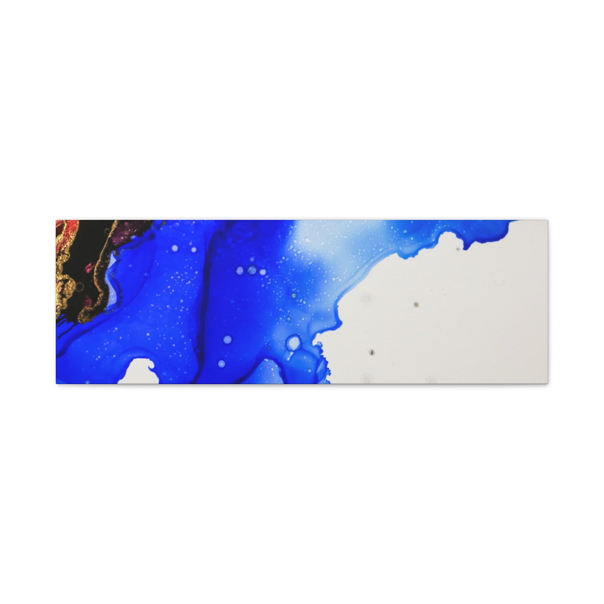 Abstract Blue Ink Art Canvas Print — Oceanic Fluid Painting