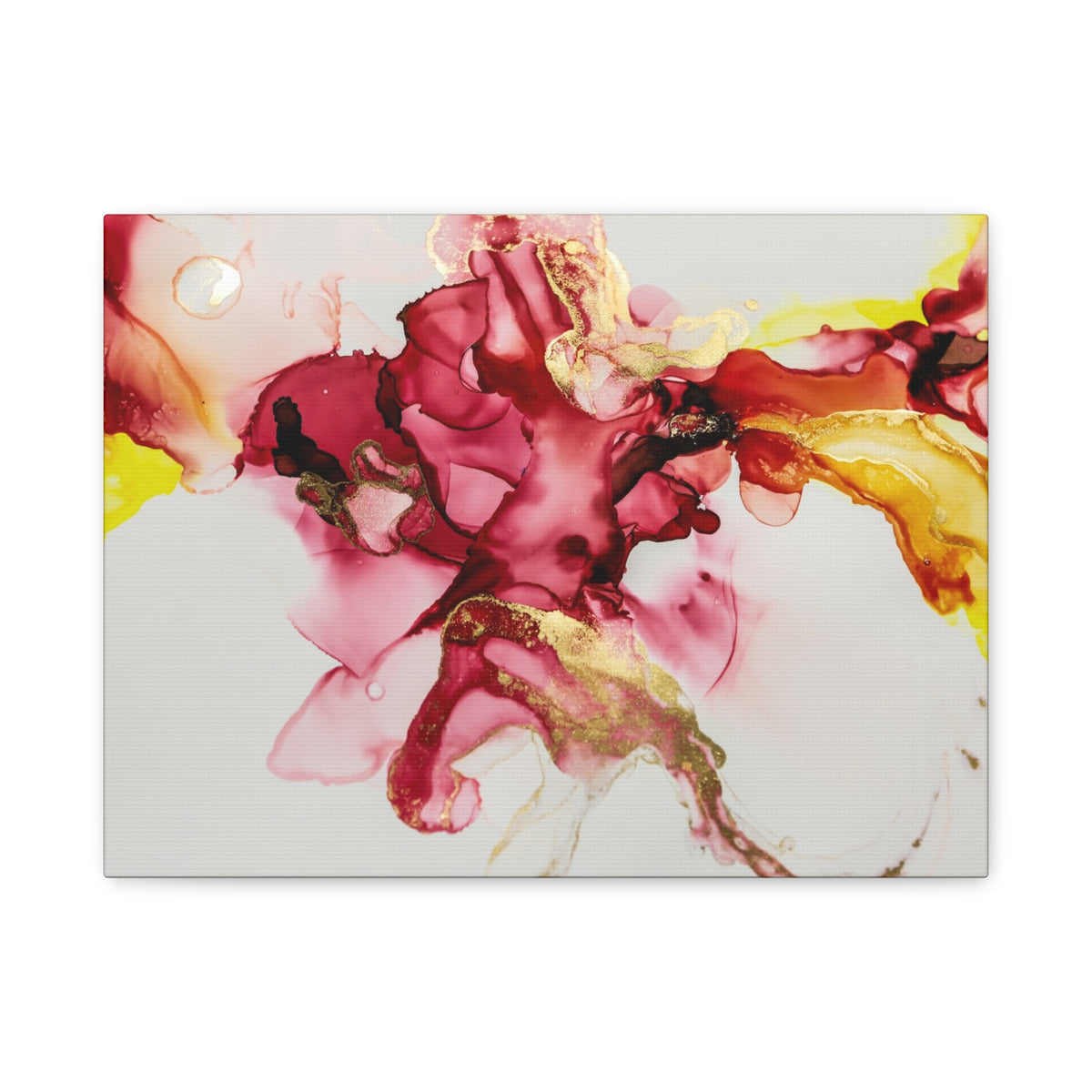 Abstract Pink & Gold Alcohol Ink Art Canvas Print — Matte Stretched Wall Art