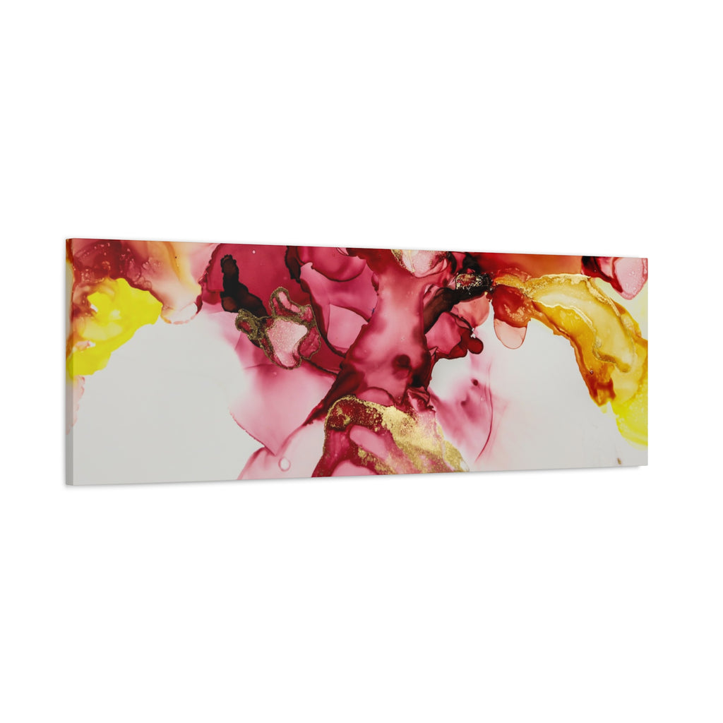 Abstract Pink & Gold Alcohol Ink Art Canvas Print — Matte Stretched Wall Art