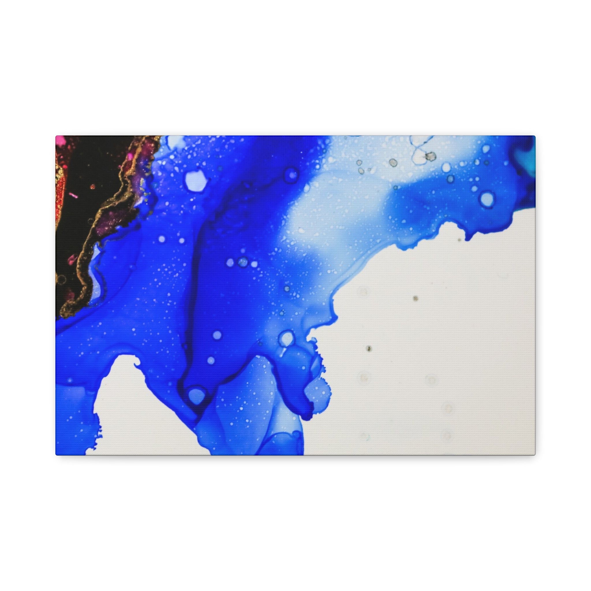 Abstract Blue Ink Art Canvas Print — Oceanic Fluid Painting