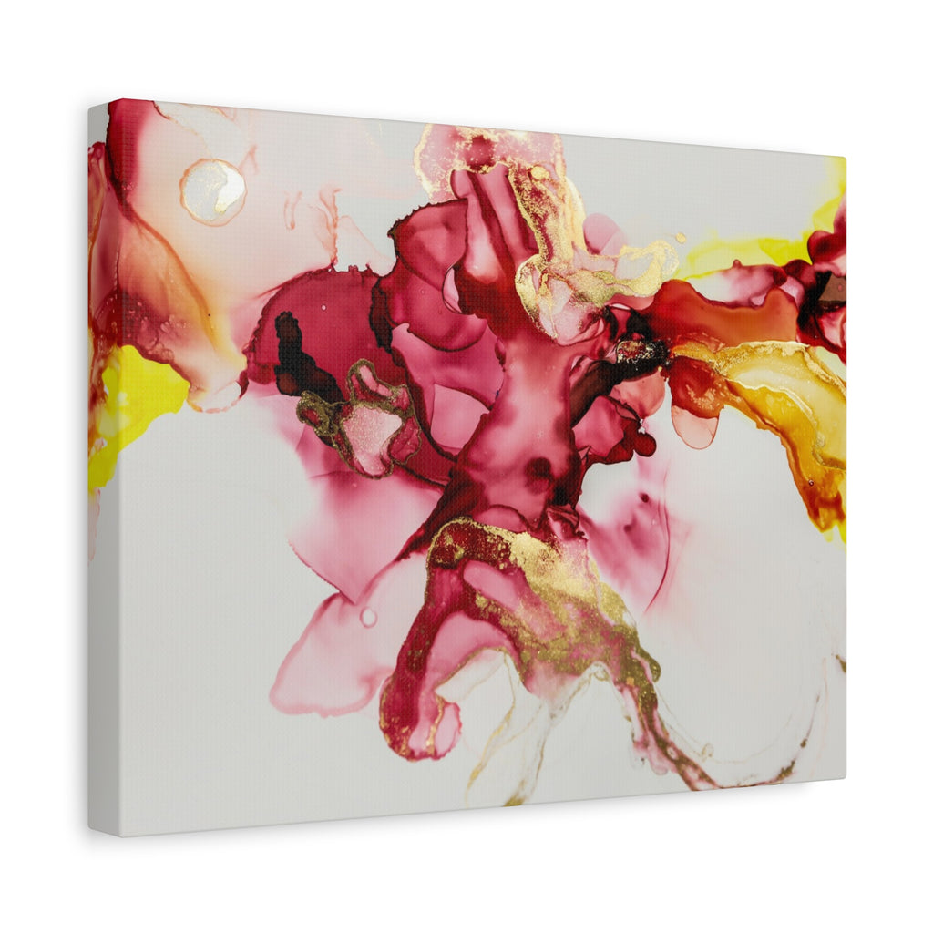 Abstract Pink & Gold Alcohol Ink Art Canvas Print — Matte Stretched Wall Art