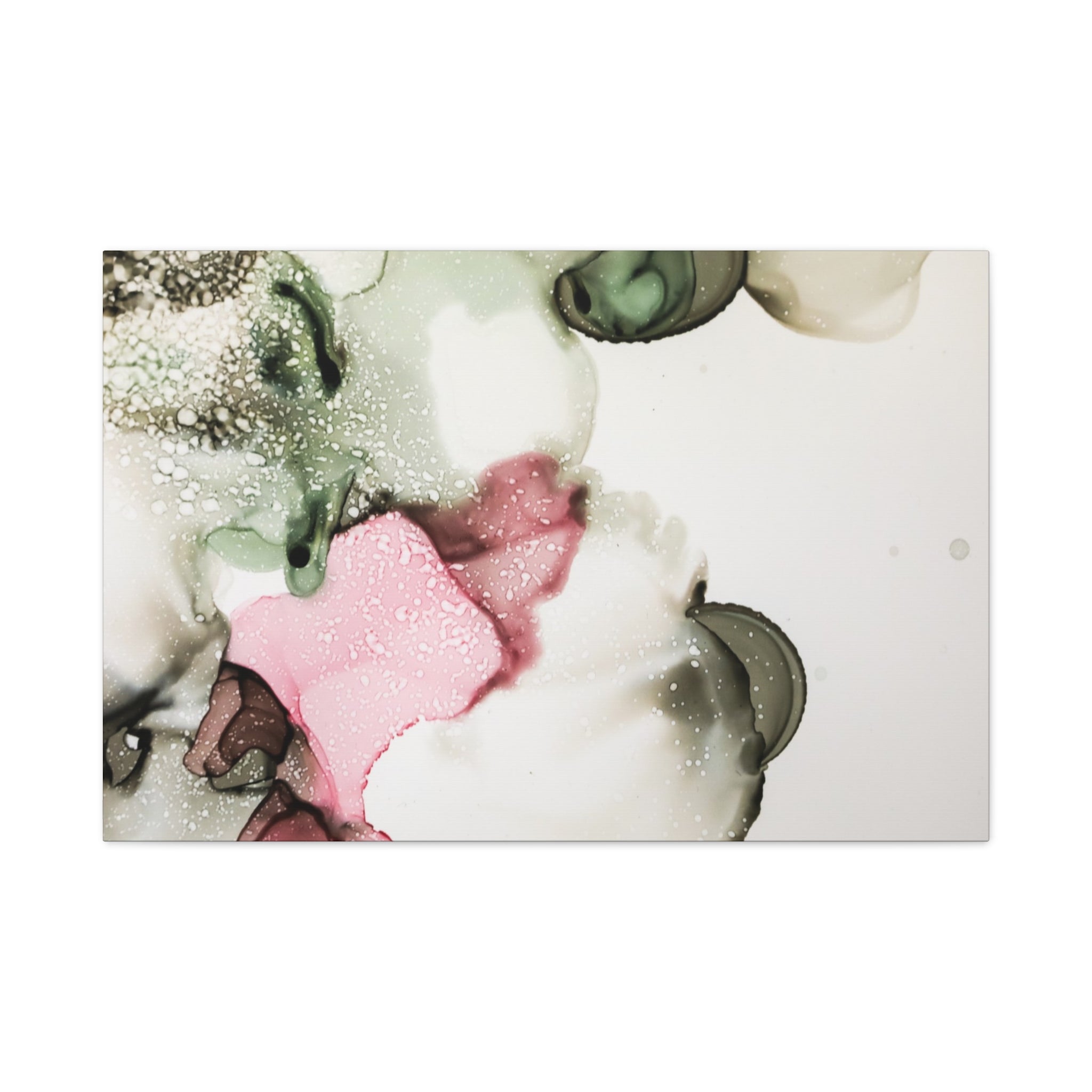 Abstract Pink & Sage Alcohol Ink Canvas Print — Modern Wall Art