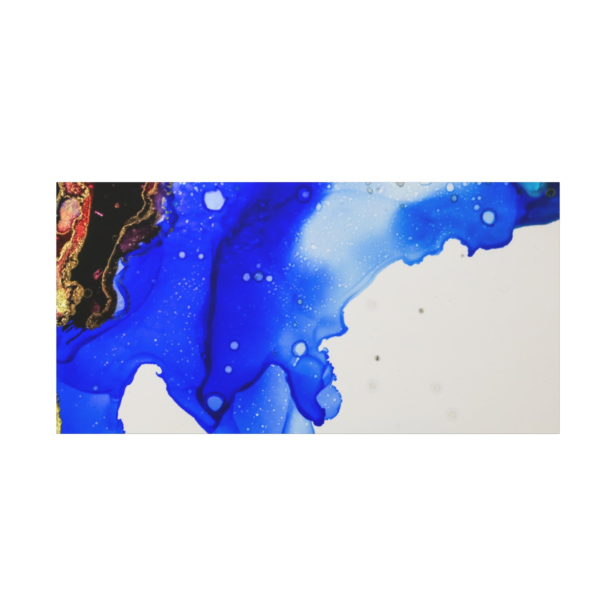 Abstract Blue Ink Art Canvas Print — Oceanic Fluid Painting