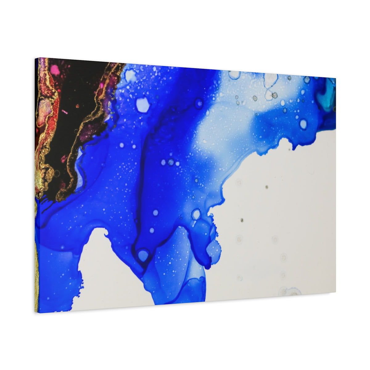 Abstract Blue Ink Art Canvas Print — Oceanic Fluid Painting
