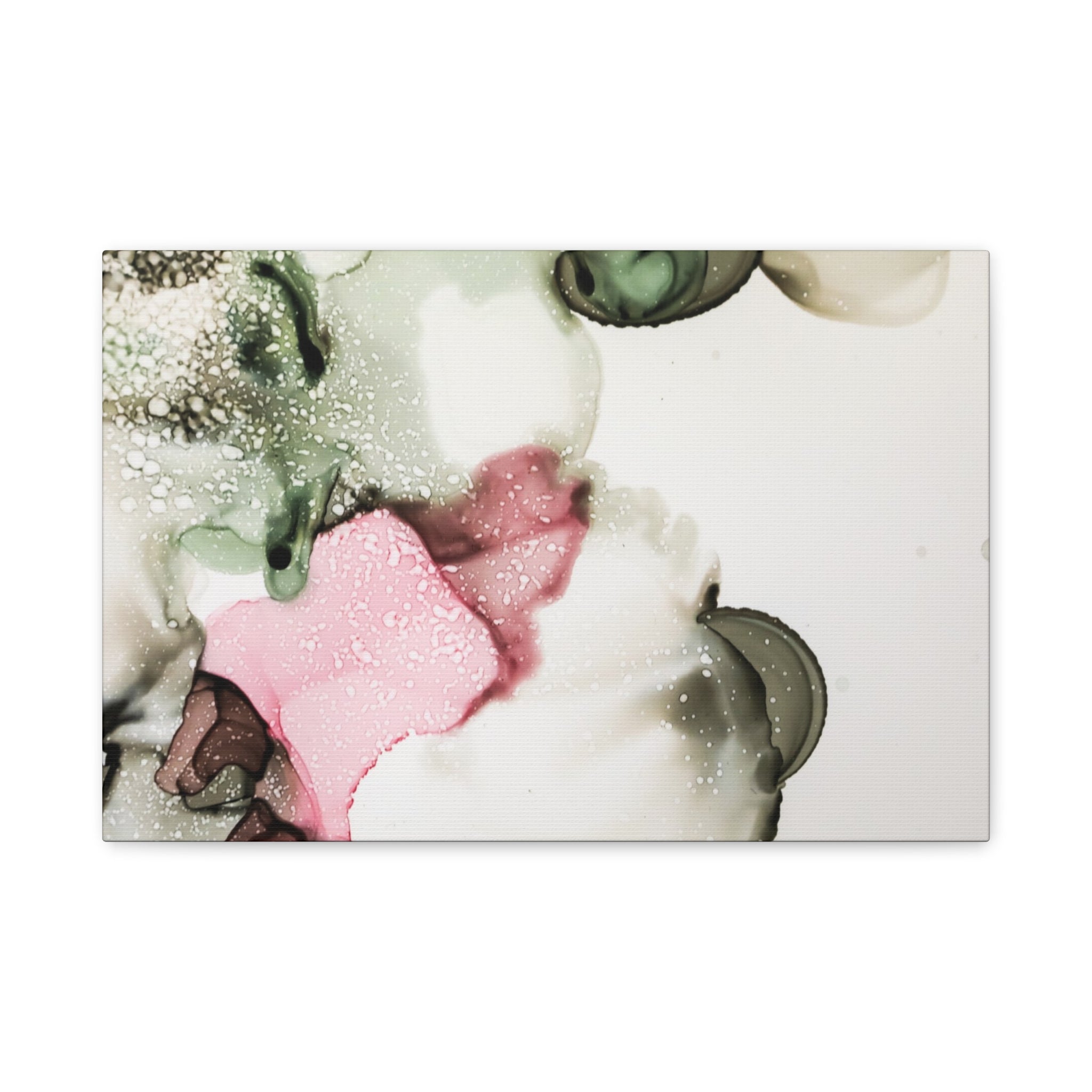 Abstract Pink & Sage Alcohol Ink Canvas Print — Modern Wall Art