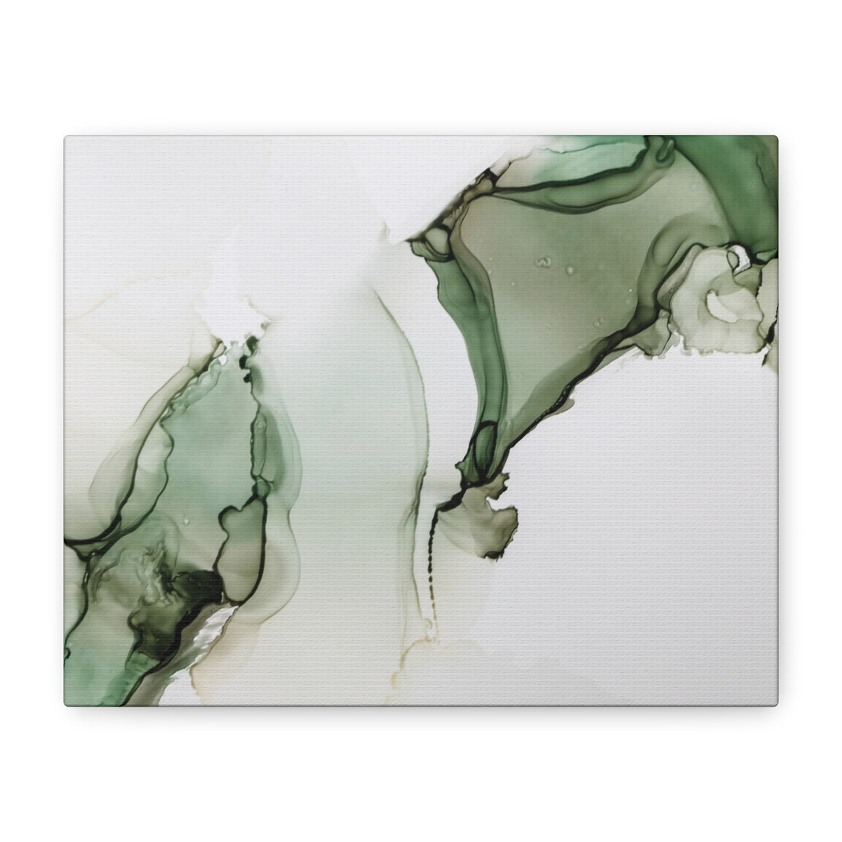 Green Ink Abstract Matte Canvas Print — Stretched 1.25" Wall Art