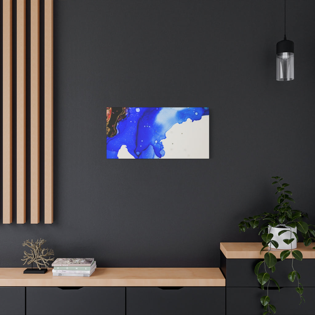 Abstract Blue Ink Art Canvas Print — Oceanic Fluid Painting