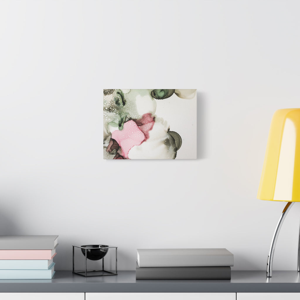 Abstract Pink & Sage Alcohol Ink Canvas Print — Modern Wall Art