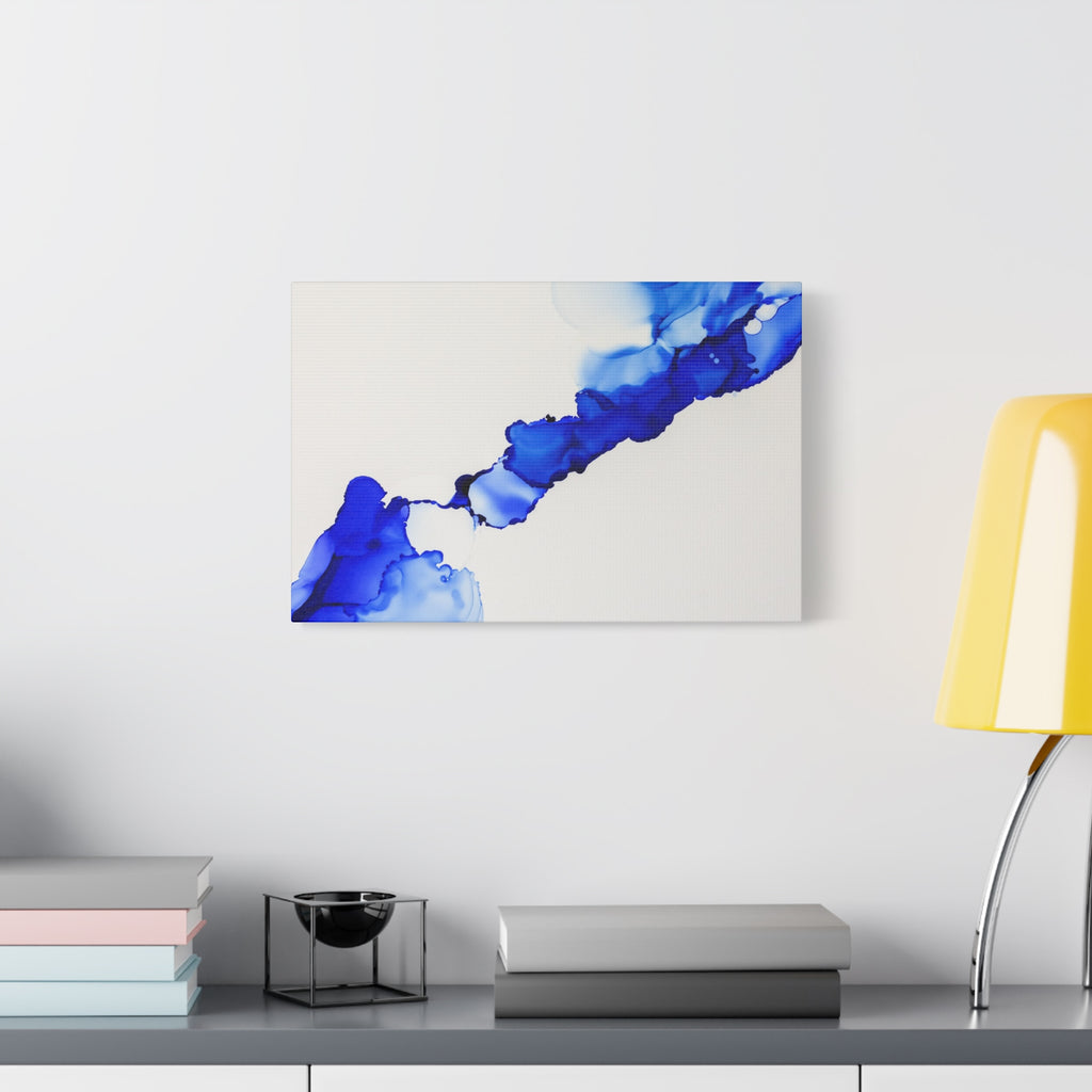 Blue Ink Abstract Matte Canvas Print — Stretched 1.25\"