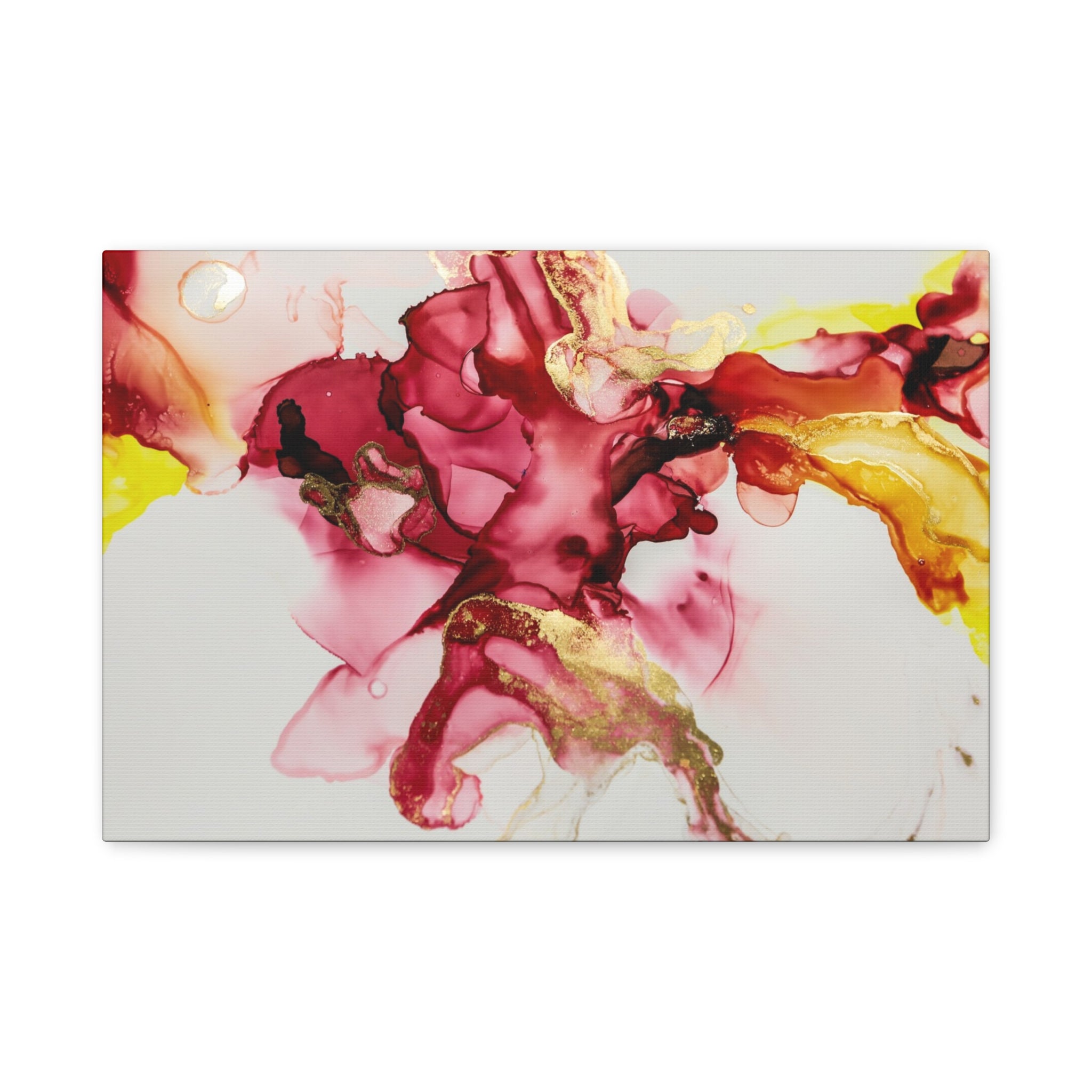 Abstract Pink & Gold Alcohol Ink Art Canvas Print — Matte Stretched Wall Art