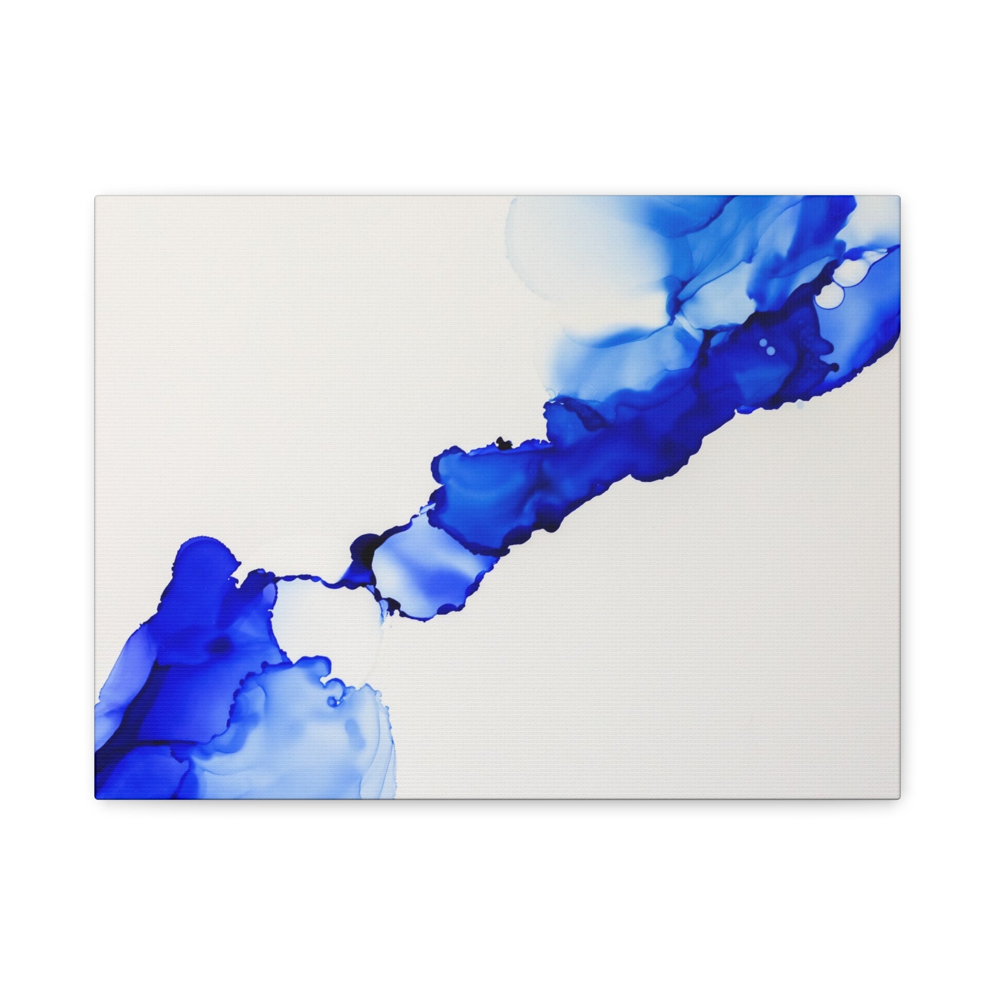 Blue Ink Abstract Matte Canvas Print — Stretched 1.25\"