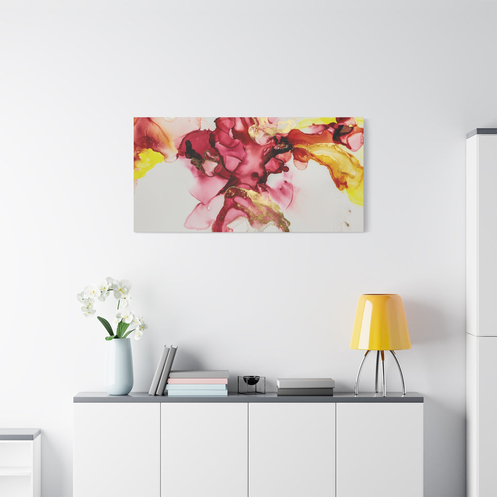 Abstract Pink & Gold Alcohol Ink Art Canvas Print — Matte Stretched Wall Art